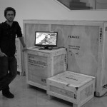 Collins in front of his none flame retarded packing crates