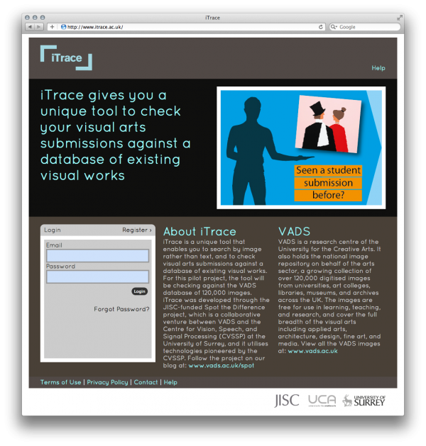 iTrace landing page