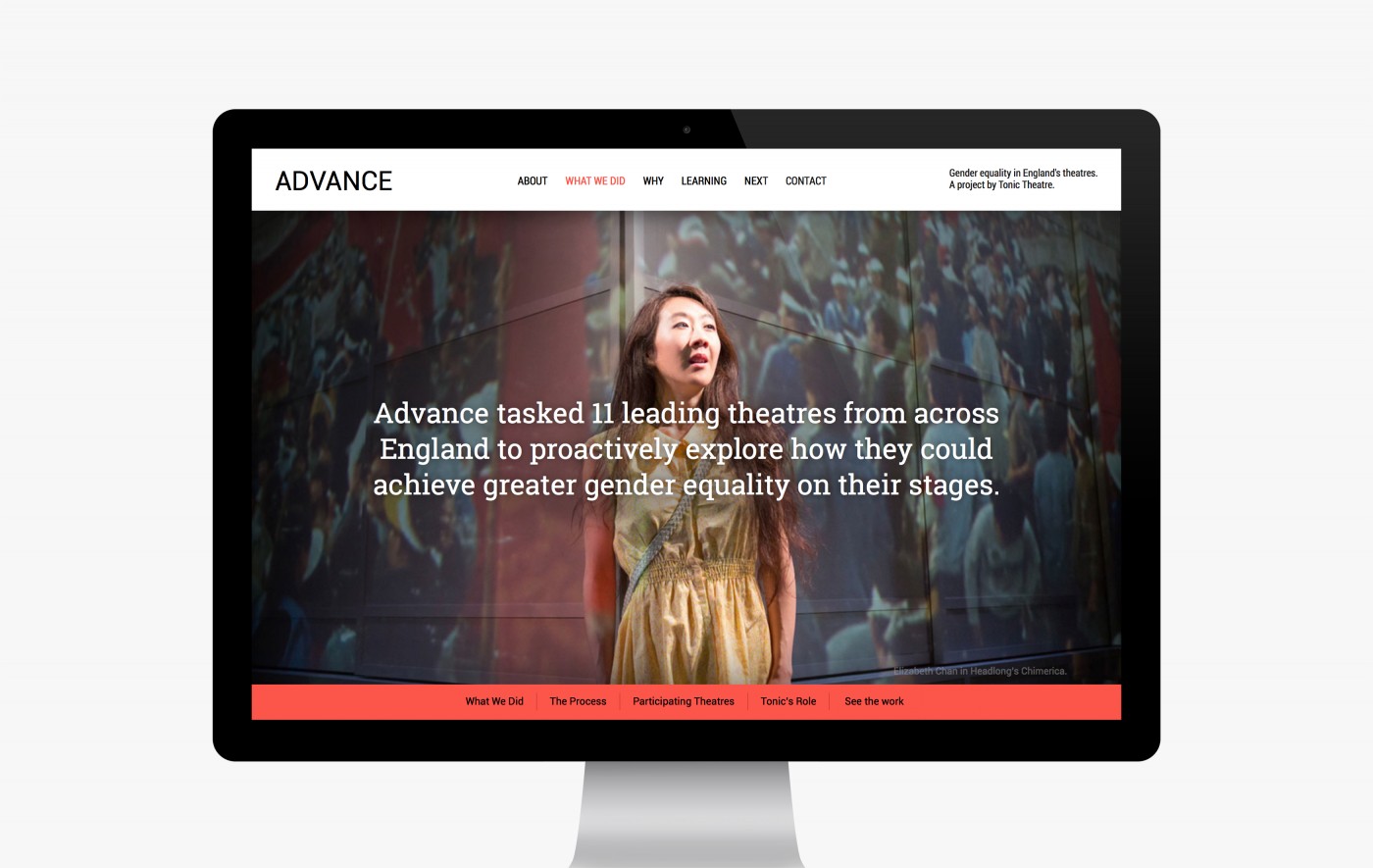Advance website - a project by Tonic Theatre looking at gender equality in English theatre